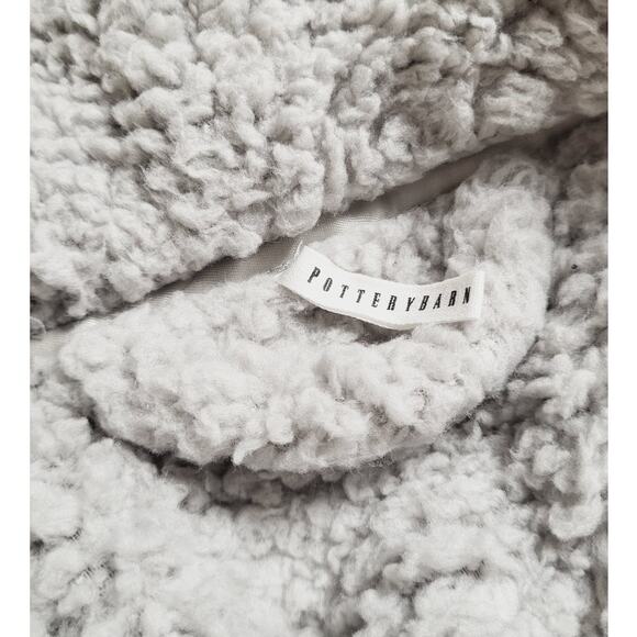 Pottery Barn Teddy Bear Sherpa Gray Blue Cozy Spa Wrap Robe Size Medium - Picture 12 of 13